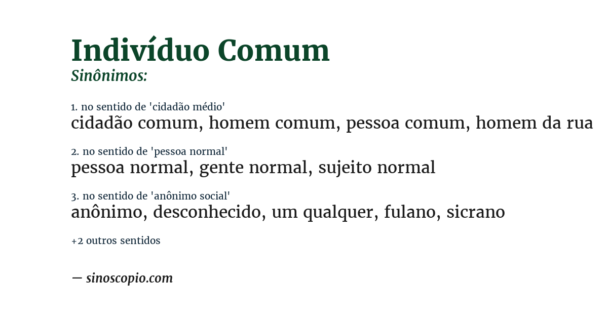 Sinônimo de indivíduo comum
