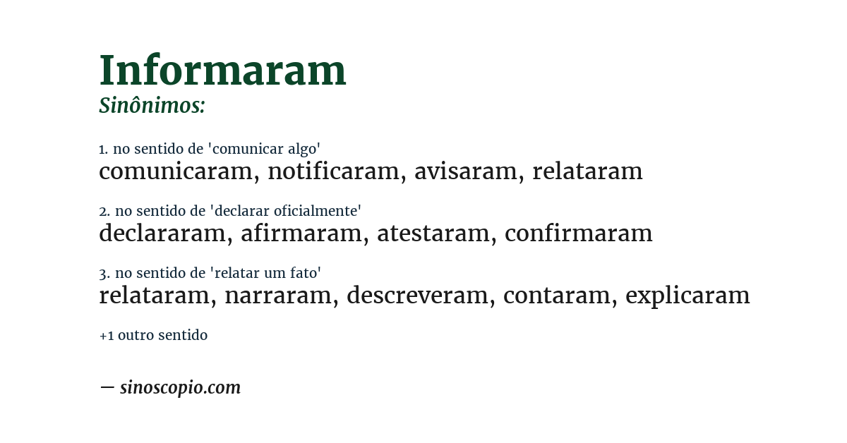 Sinônimo de informaram