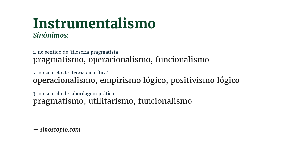 Sinônimo de instrumentalismo