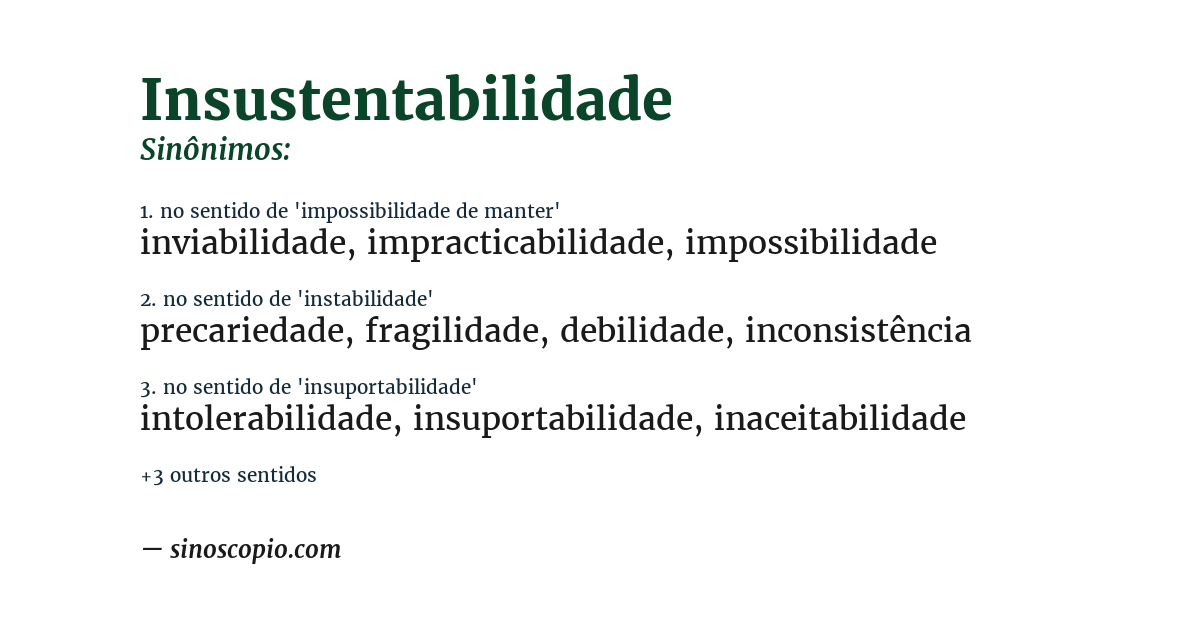 Sinônimo de insustentabilidade