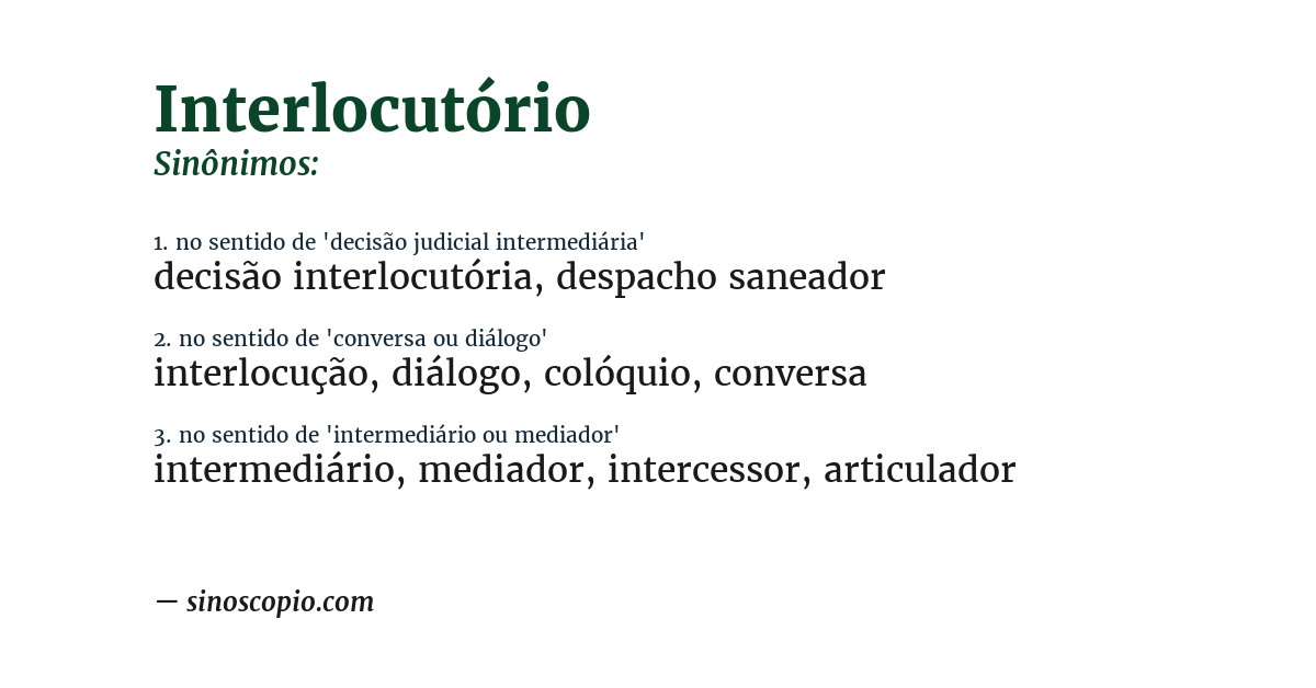 Sinônimo de interlocutório
