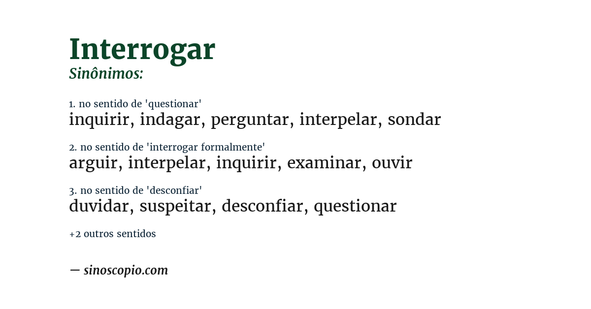 Sinônimo de interrogar