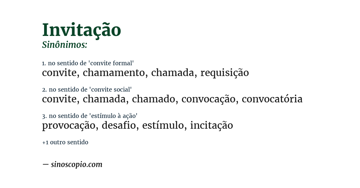 Sinônimo de invitação