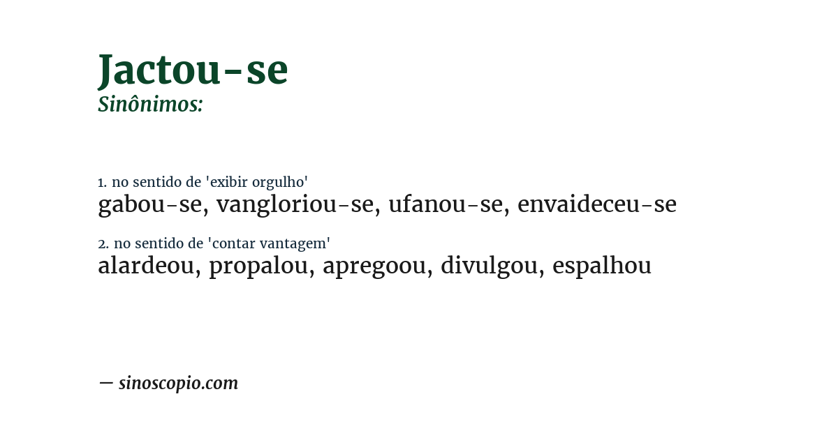 Sinônimo de jactou-se
