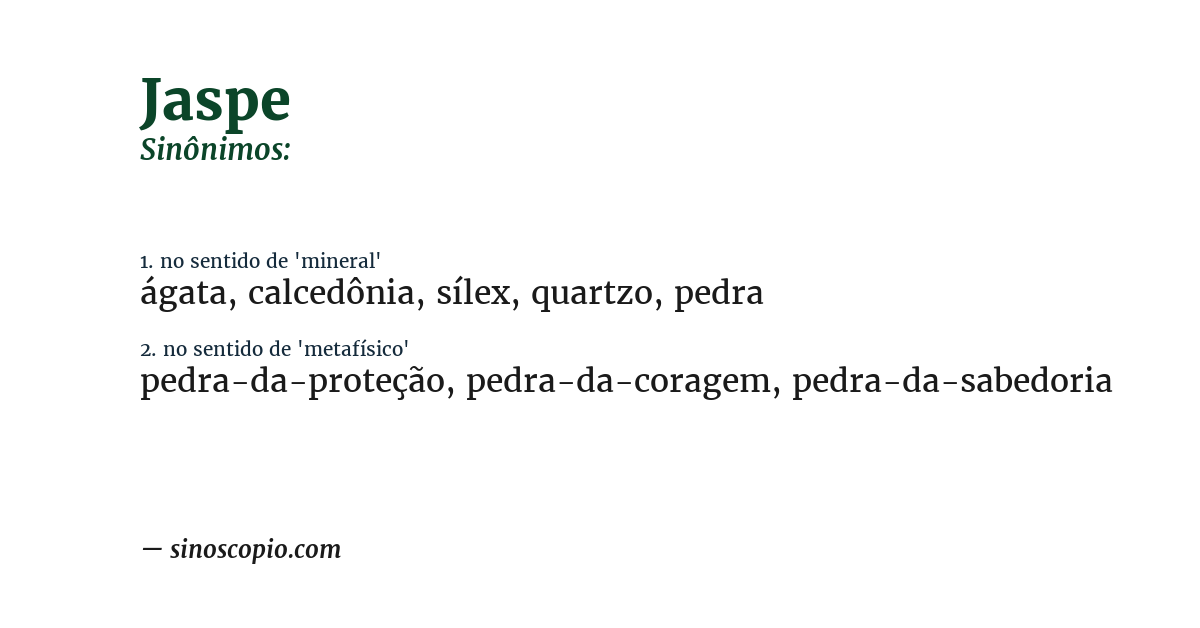 Sinônimo de jaspe