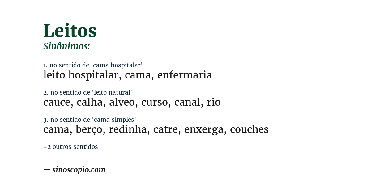 Sinônimo de leitos