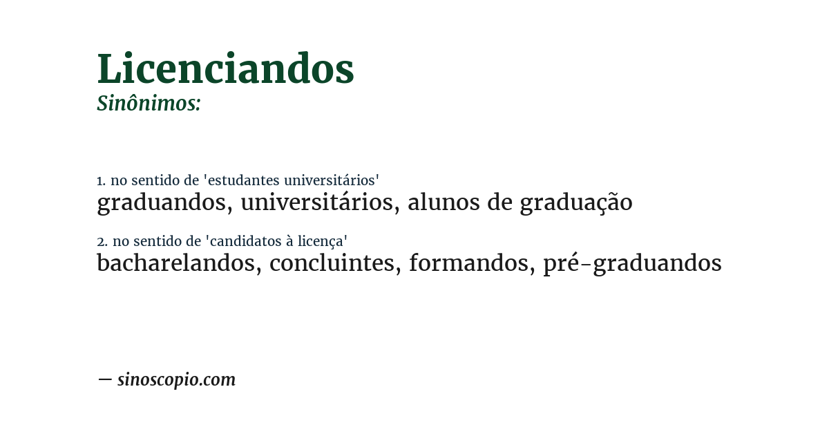 Sinônimo de licenciandos