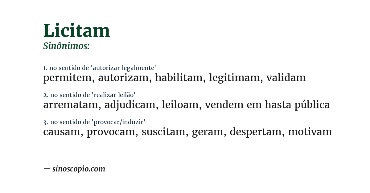 Sinônimo de licitam