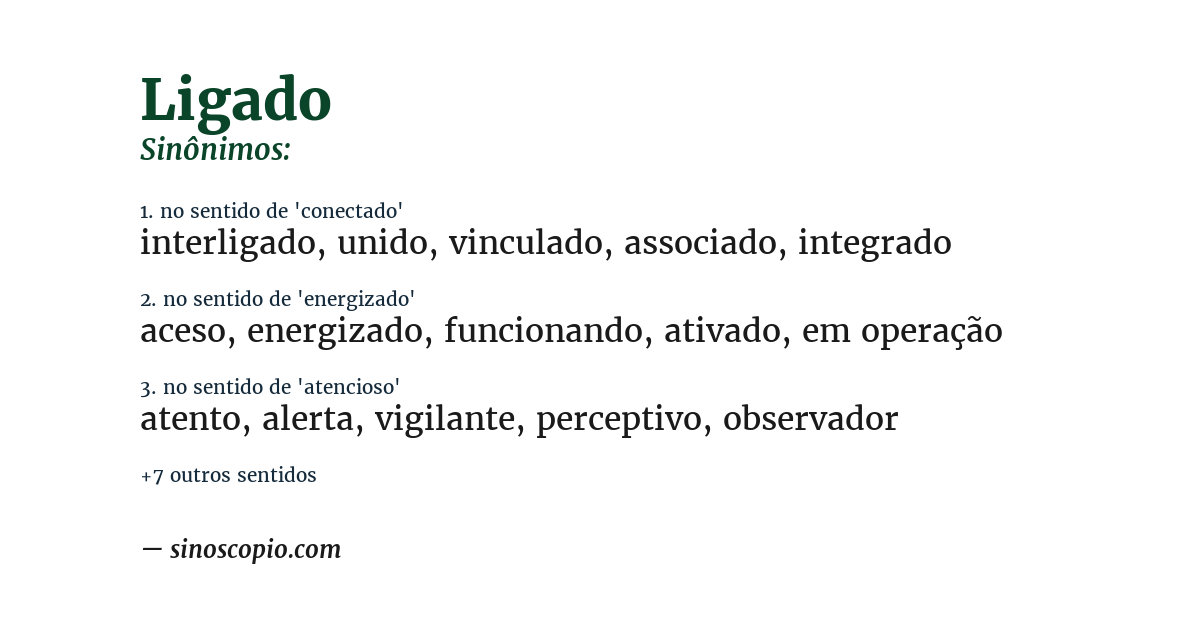 Sinônimo de ligado
