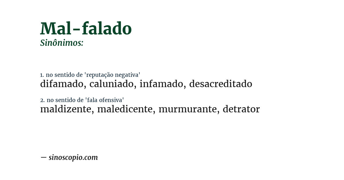 Sinônimo de mal-falado