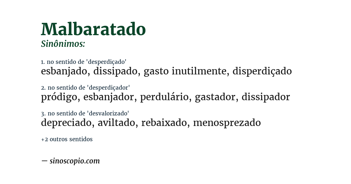 Sinônimo de malbaratado