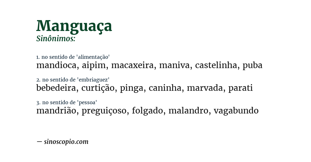 Sinônimo de manguaça