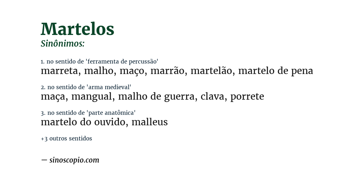 Sinônimo de martelos