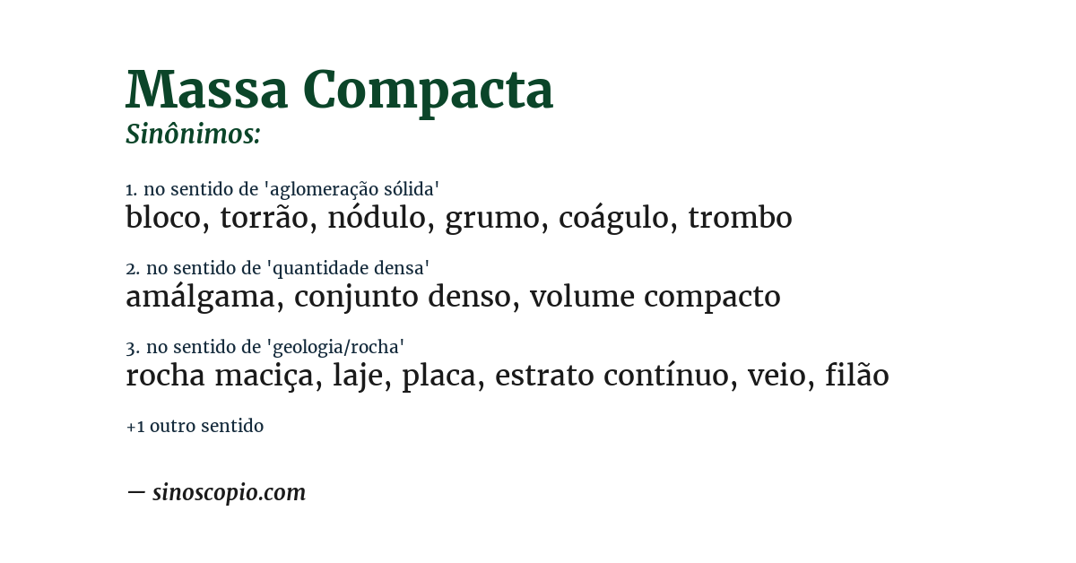 Sinônimo de massa compacta