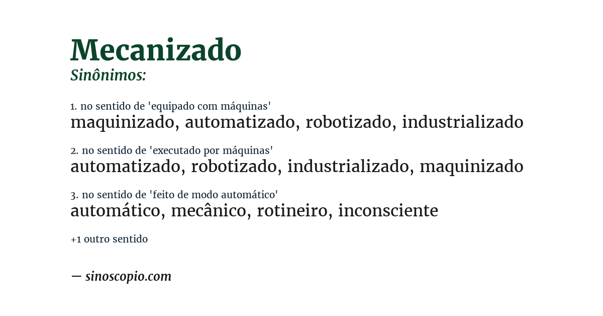 Sinônimo de mecanizado