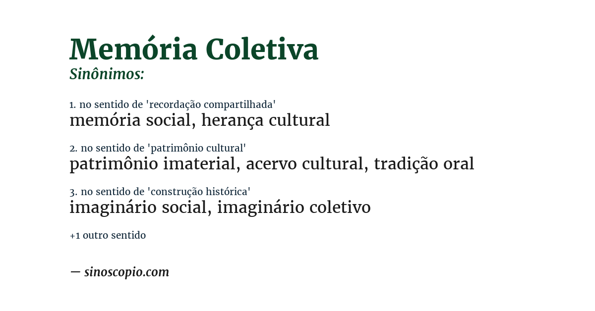 Sinônimo de memória coletiva