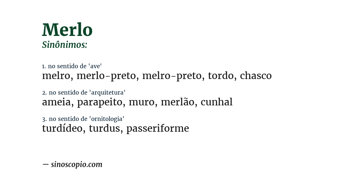 Sinônimo de merlo