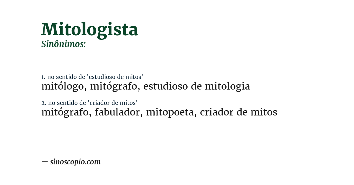 Sinônimo de mitologista