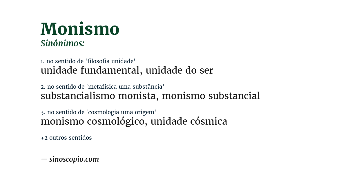 Sinônimo de monismo