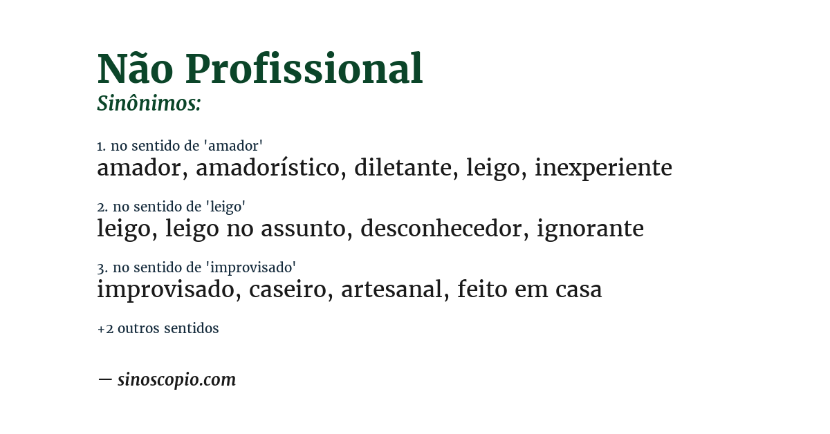 Sinônimo de não profissional