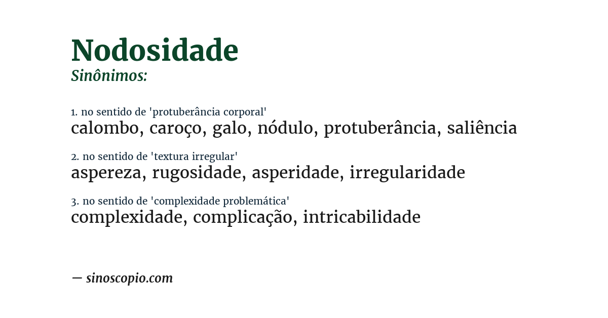 Sinônimo de nodosidade