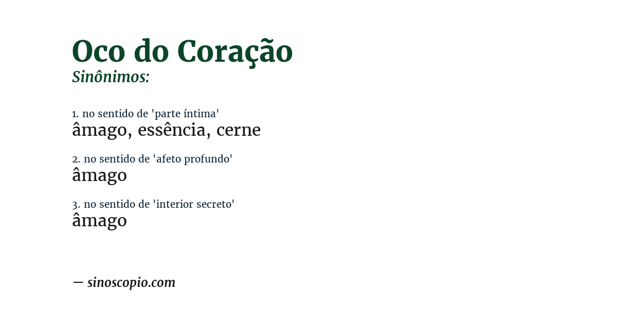 Sinônimo de oco do coração