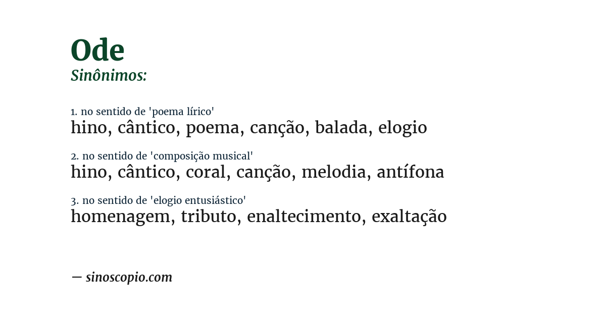 Sinônimo de ode