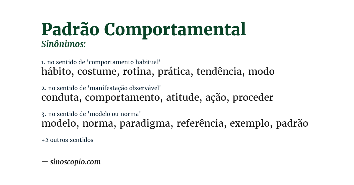 Sinônimo de padrão comportamental