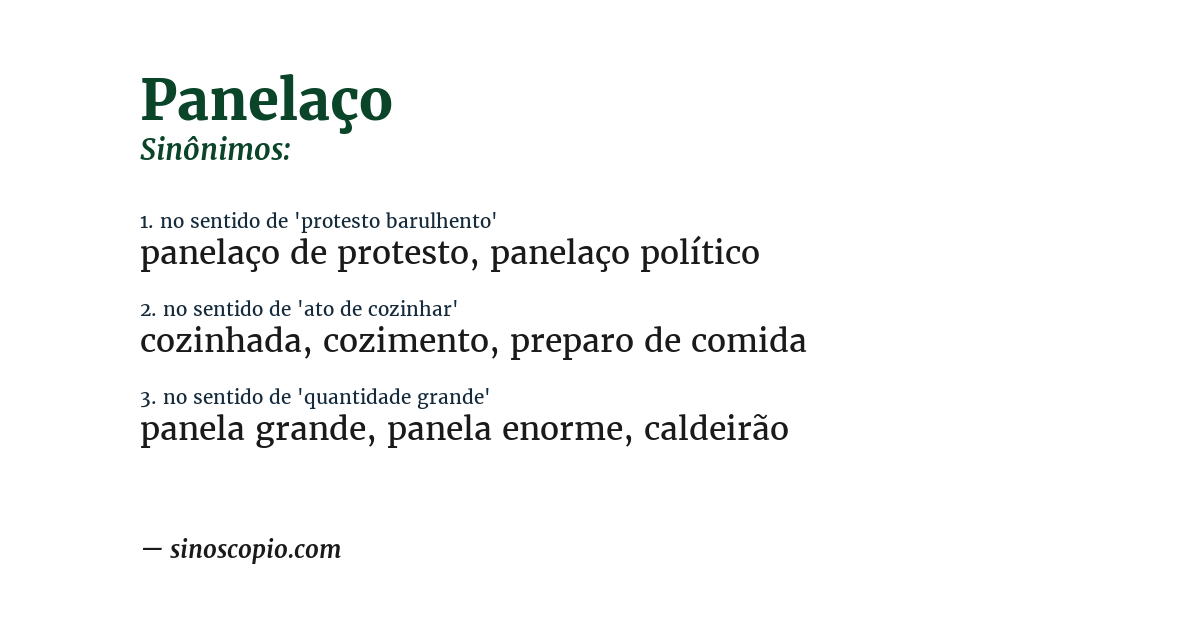 Sinônimo de panelaço