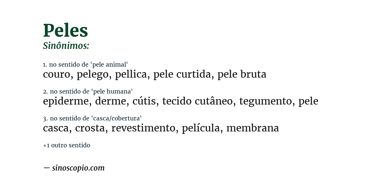 Sinônimo de peles