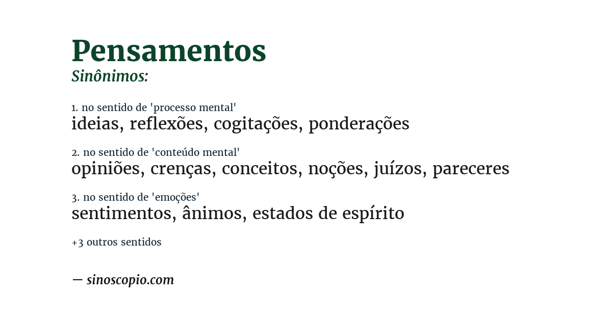 Sinônimo de pensamentos