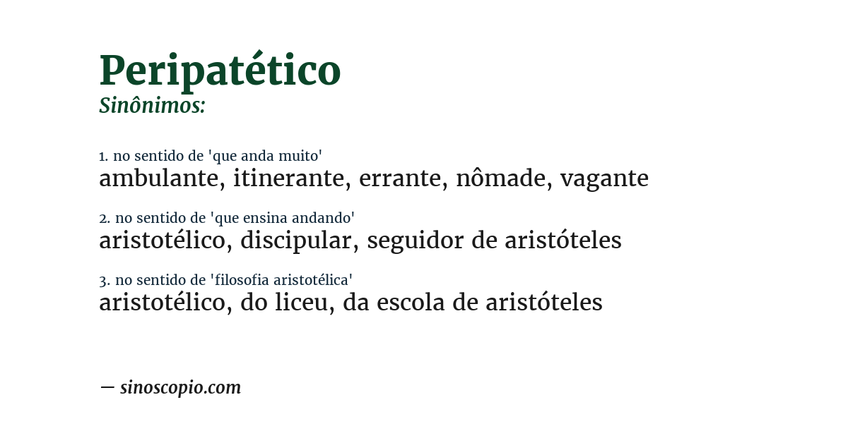 Sinônimo de peripatético