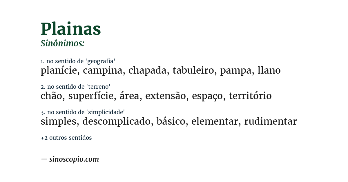 Sinônimo de plainas