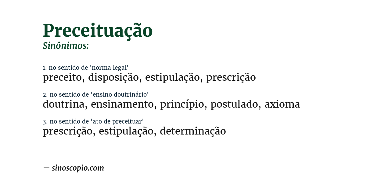 Sinônimo de preceituação