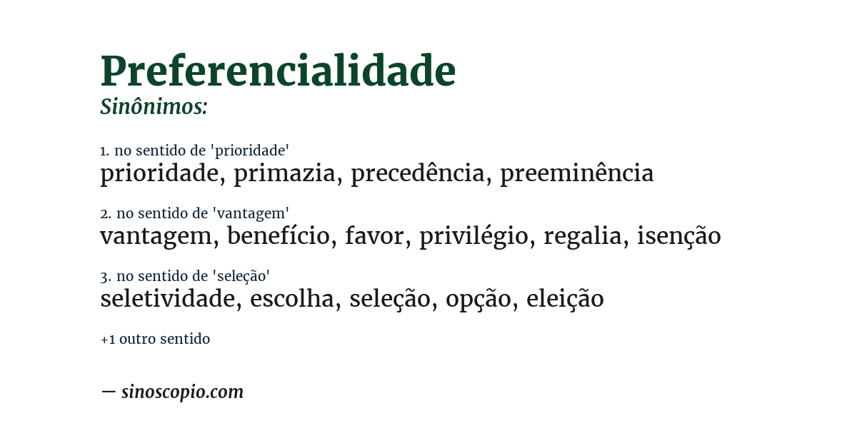 Sinônimo de preferencialidade