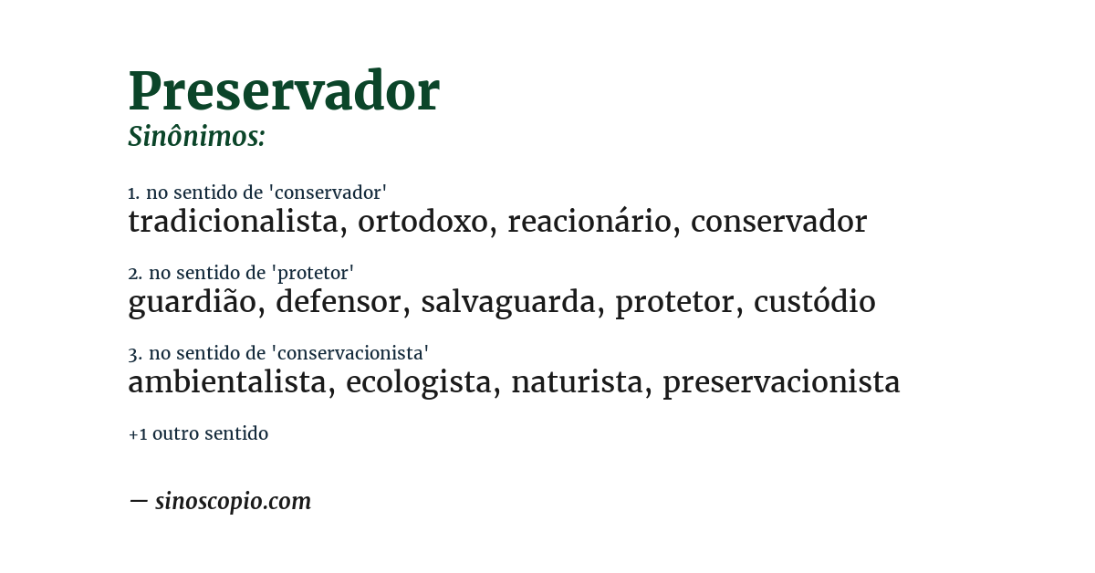 Sinônimo de preservador