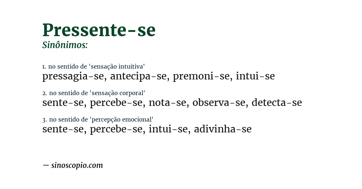 Sinônimo de pressente-se
