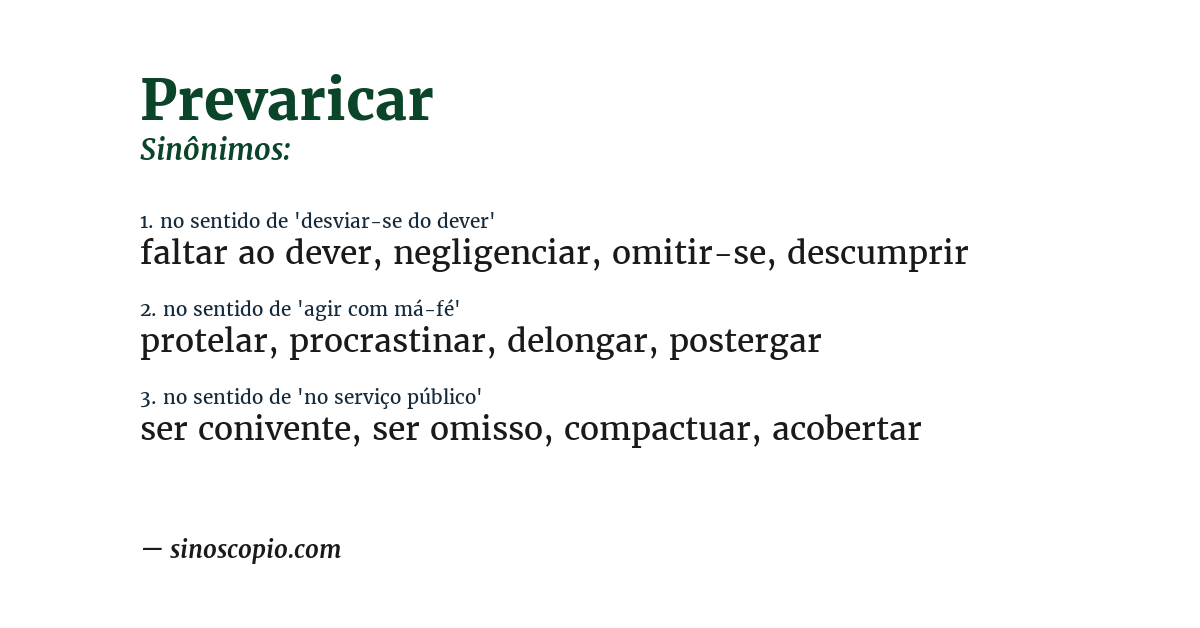 Sinônimo de prevaricar