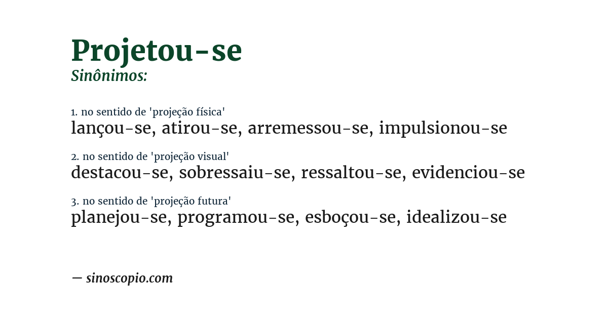 Sinônimo de projetou-se