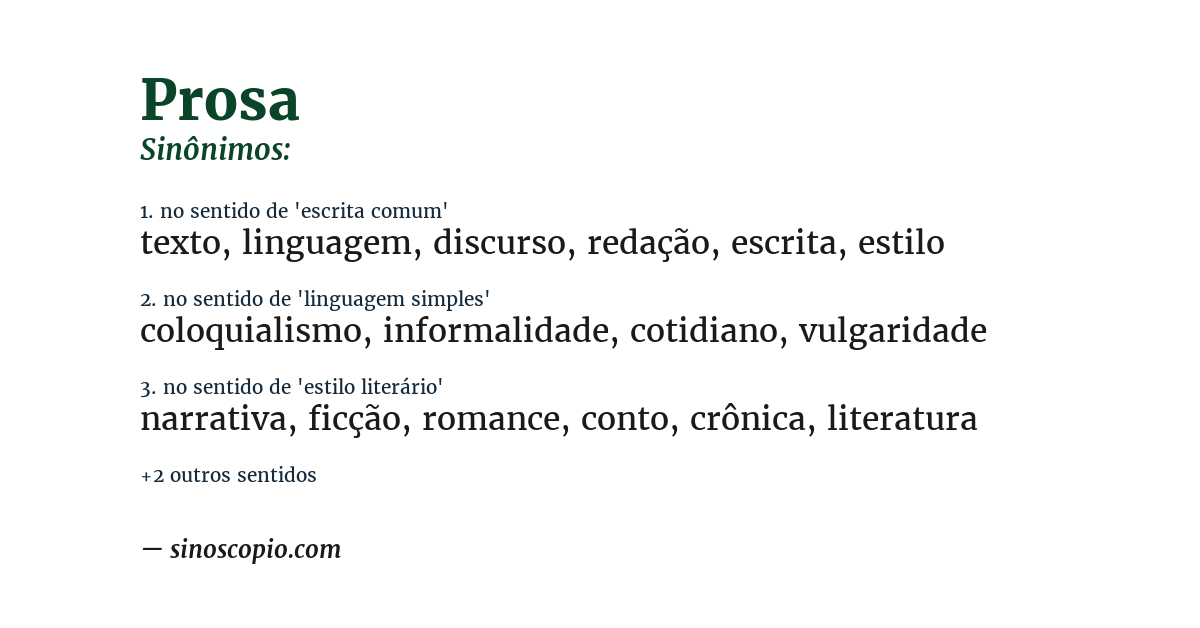 Sinônimo de prosa