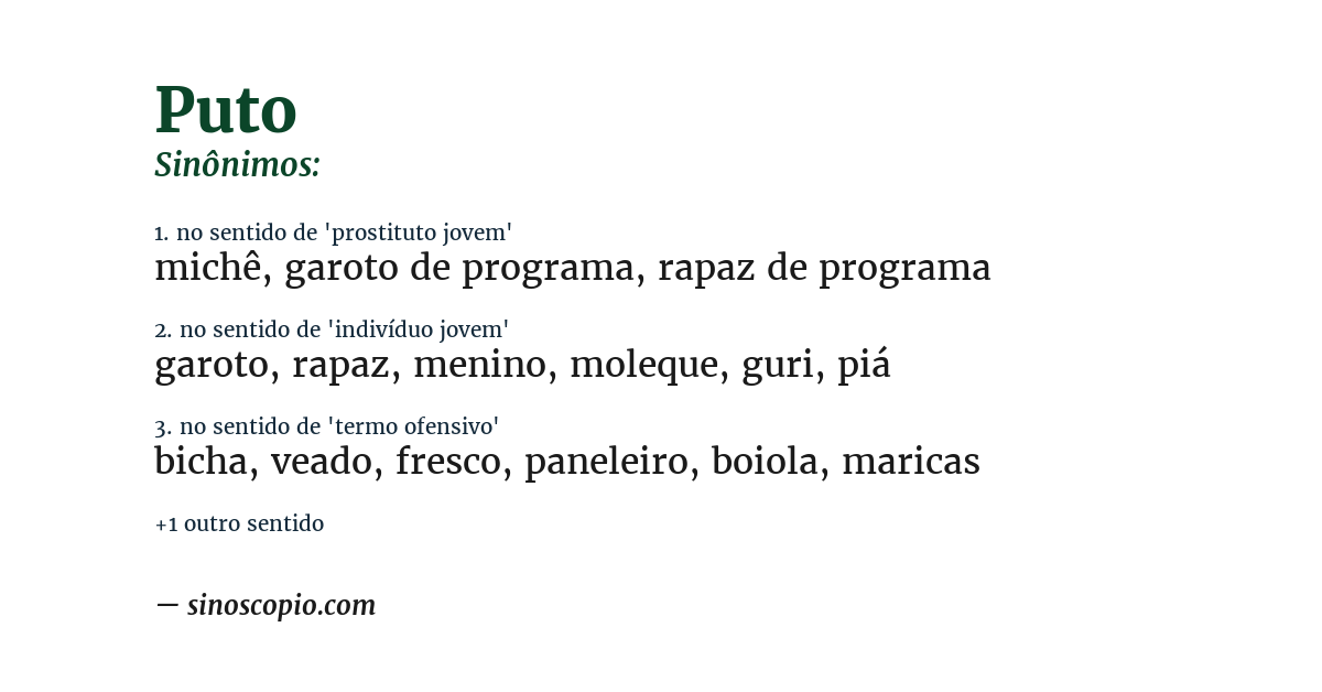 Sinônimo de puto