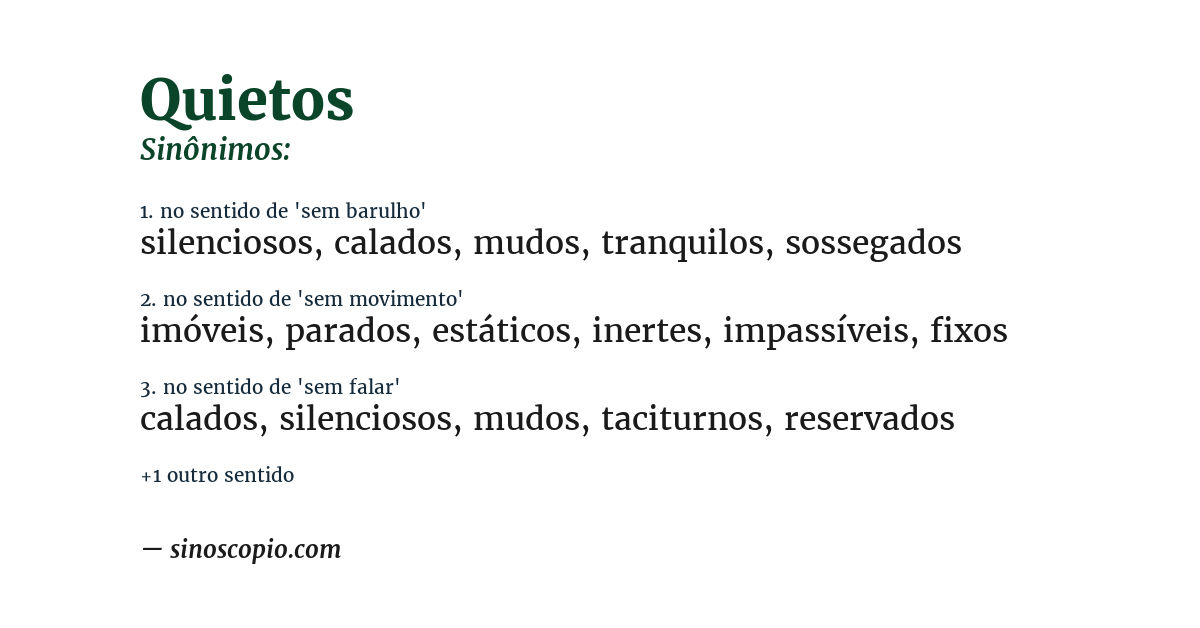 Sinônimo de quietos