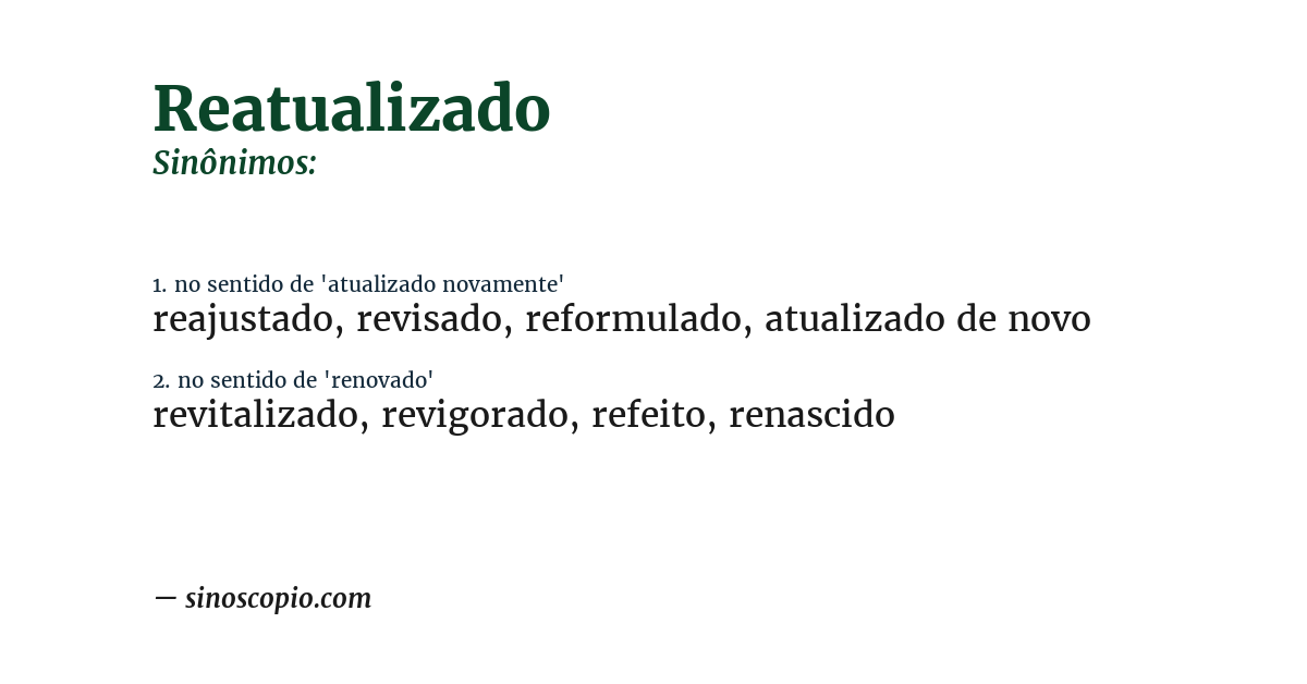 Sinônimo de reatualizado