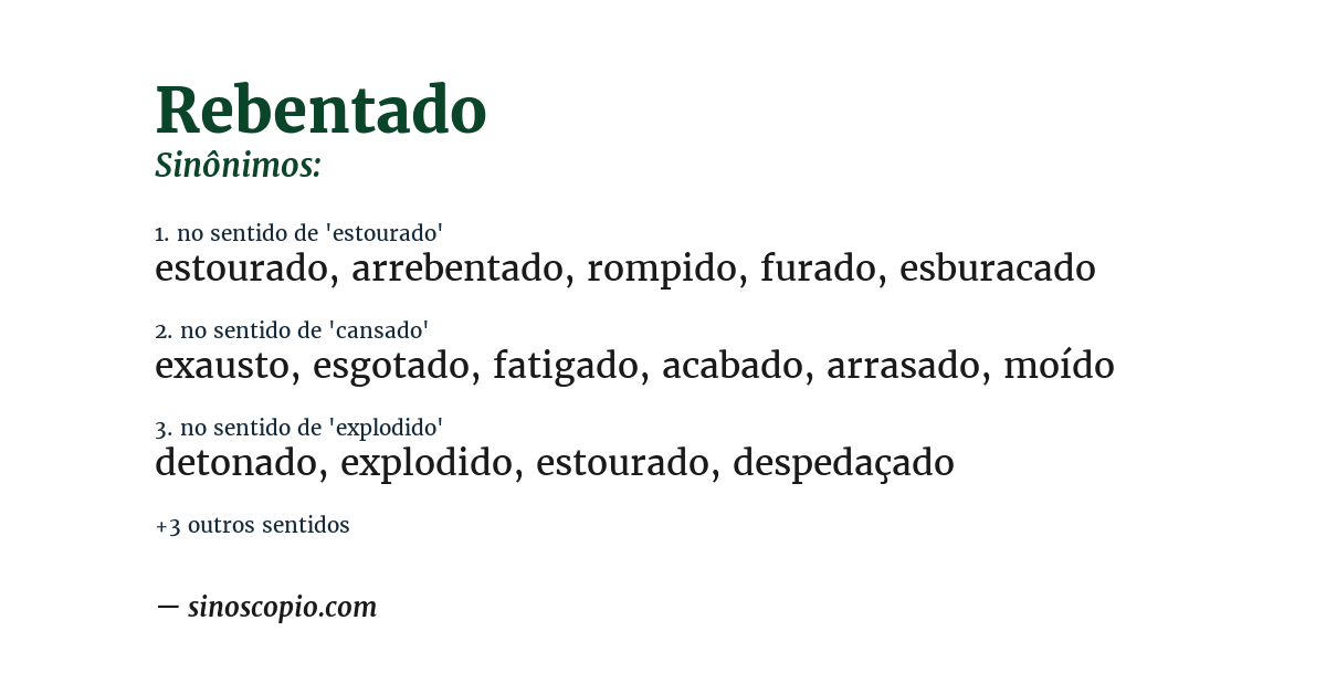 Sinônimo de rebentado