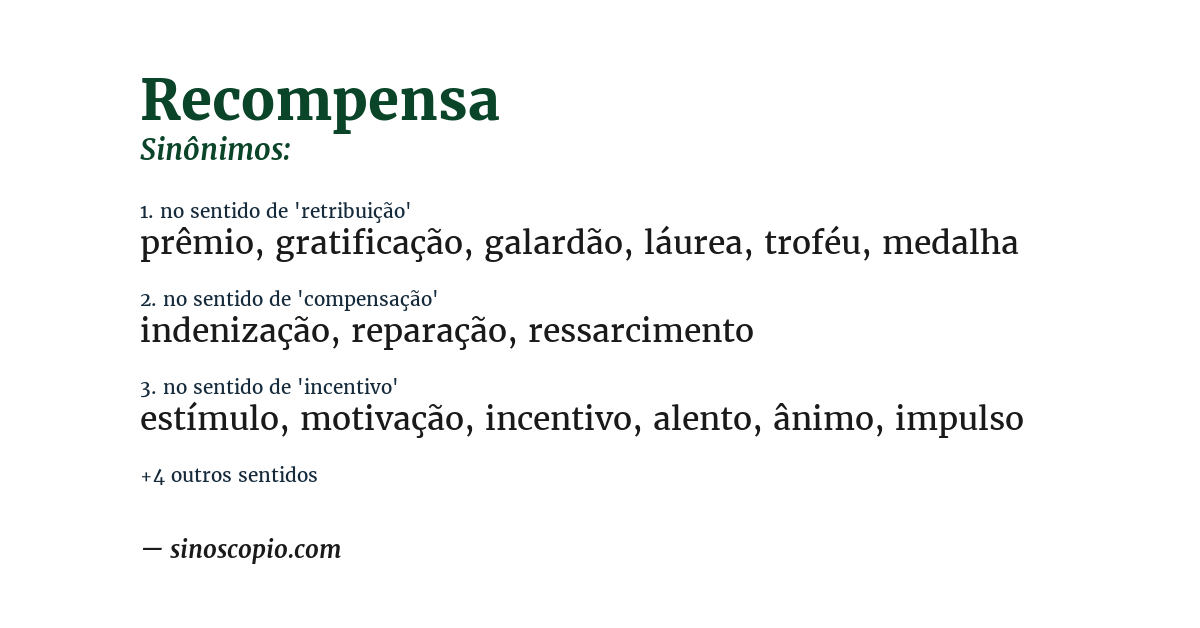 Sinônimo de recompensa