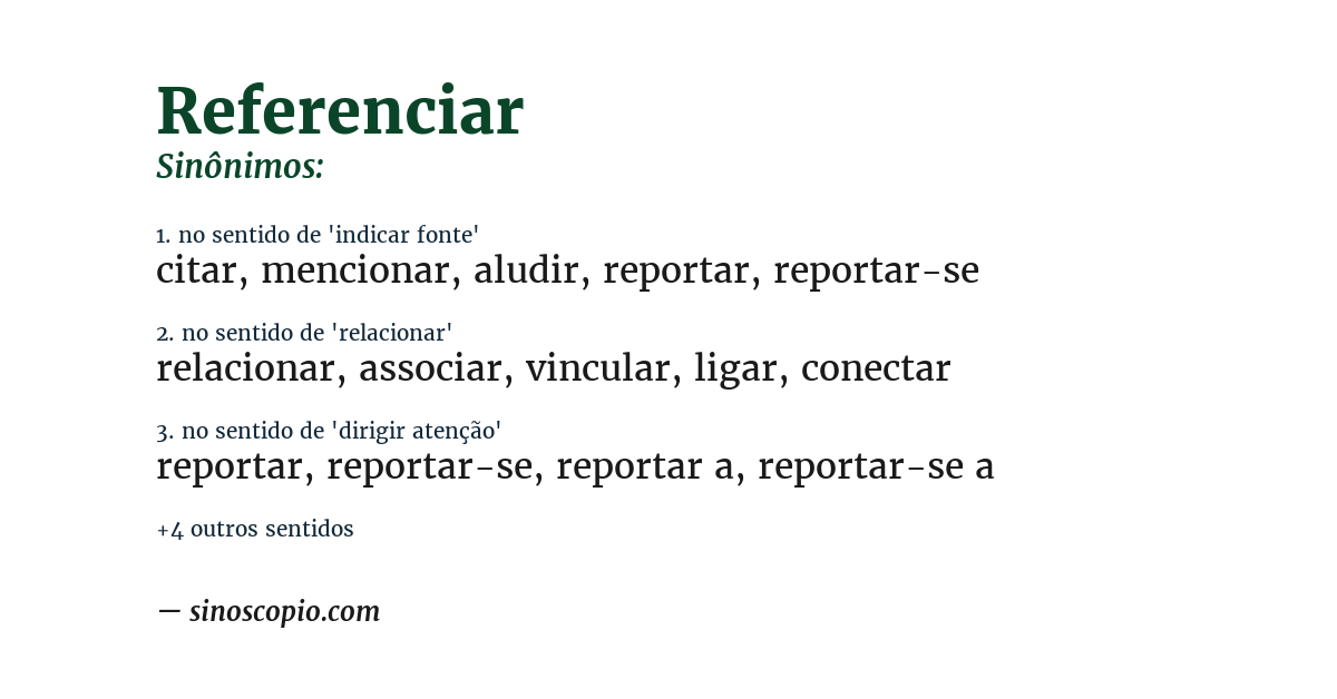 Sinônimo de referenciar