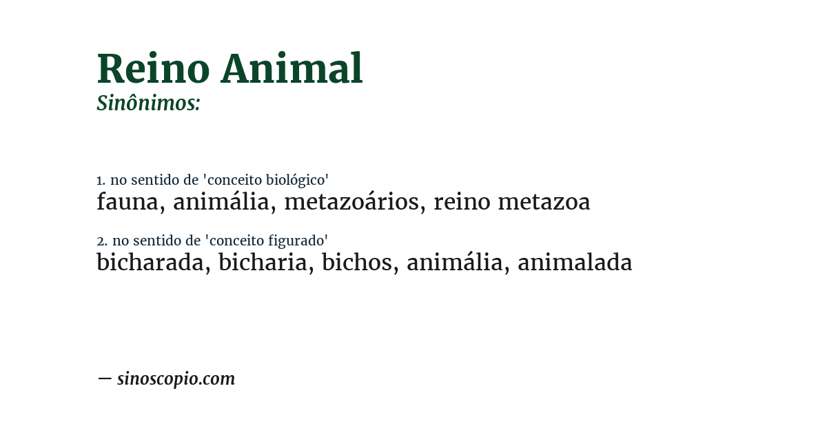 Sinônimo de reino animal