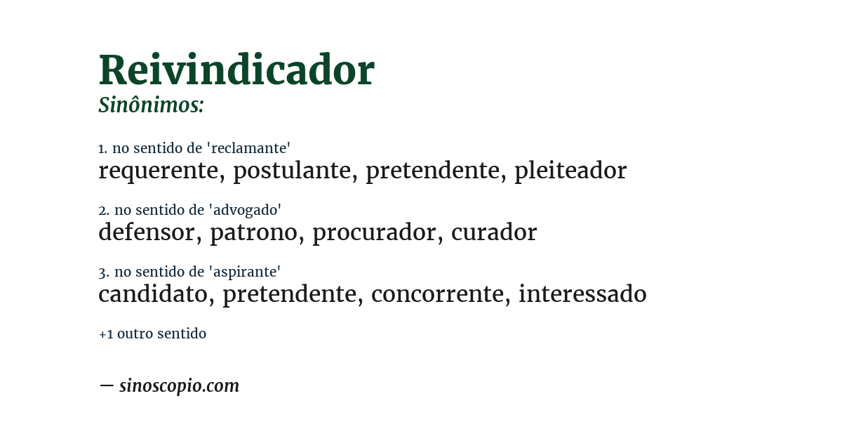 Sinônimo de reivindicador