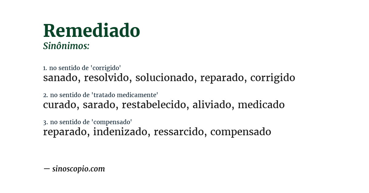 Sinônimo de remediado