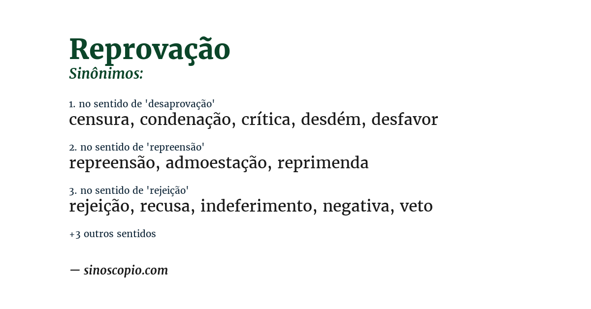 Sinônimo de reprovação